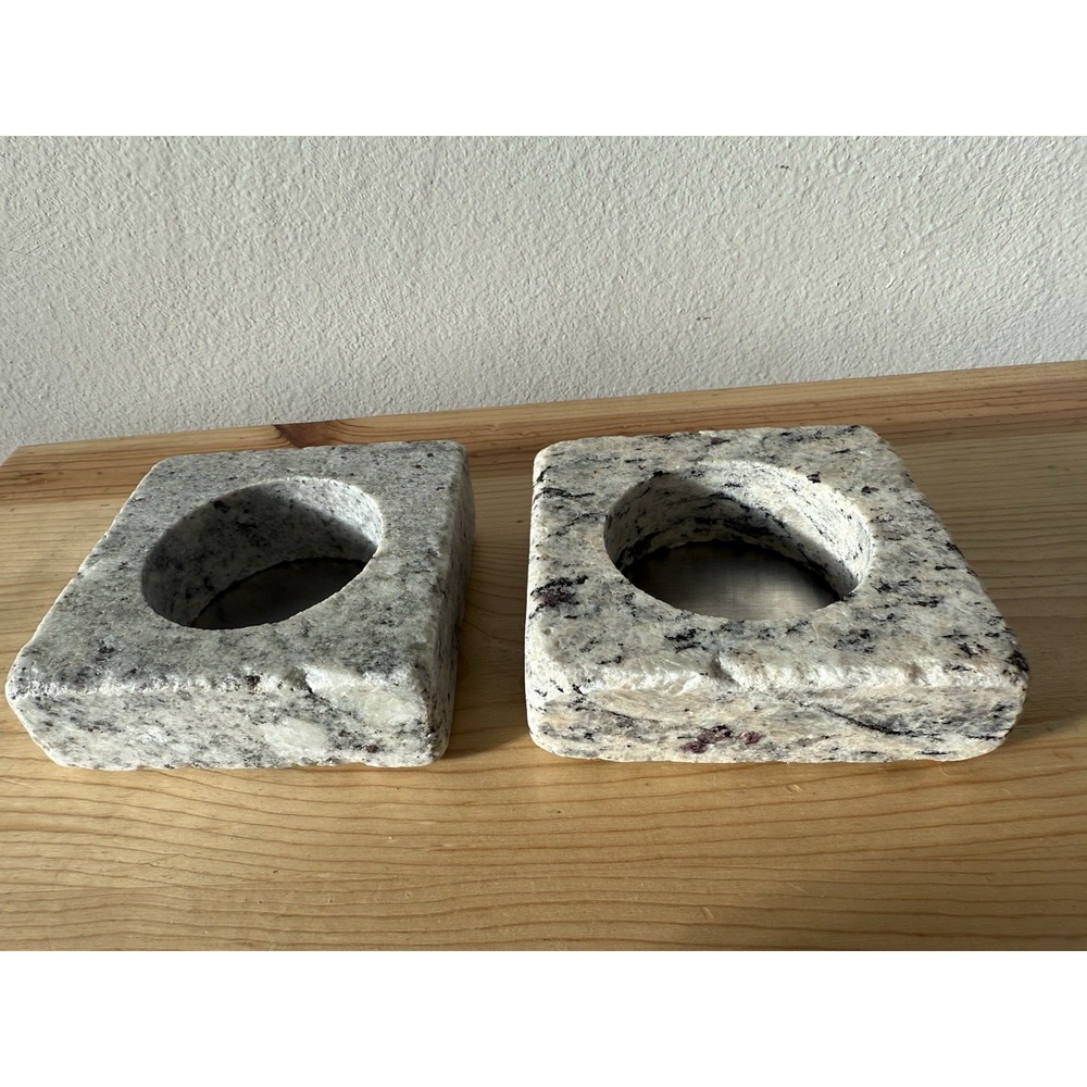 VTG Set Of 2 Granite/Stone Coasters Or Candle Holder Raw Rough No Polish Organic